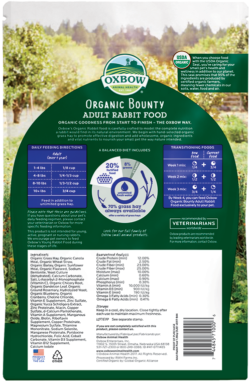 Oxbow Organic Bounty Adult Rabbit Food 3Lbs